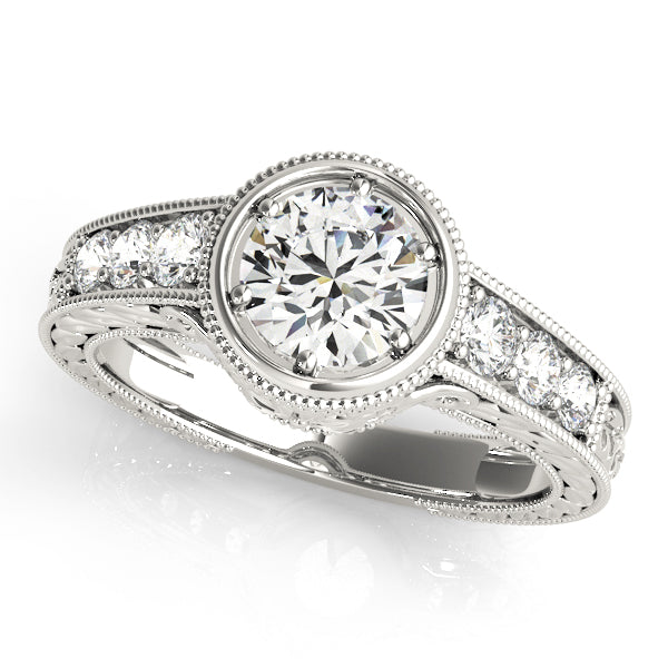 14K White Gold Vintage Round Diamond Engagement Ring