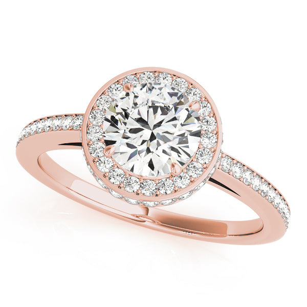 14K Rose Gold 1.5 ctw Diamond Halo Engagement Ring