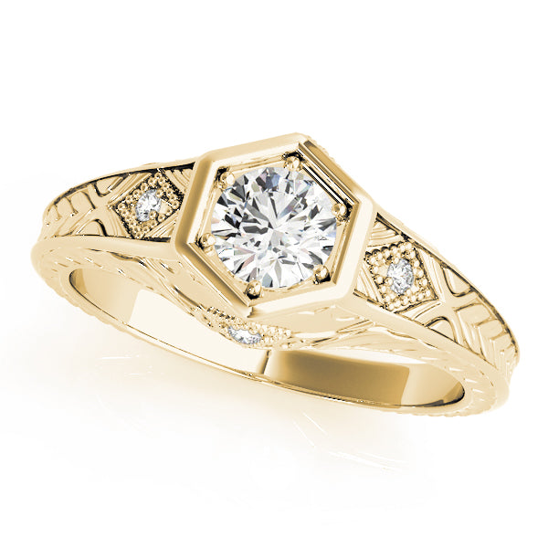 14K Yellow Gold Vintage Diamond Engagement Ring