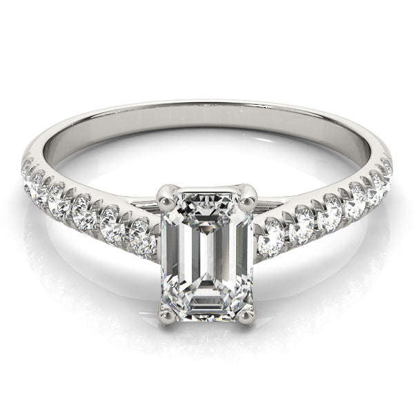 Platinum Emerald Diamond Trellis Engagement Ring