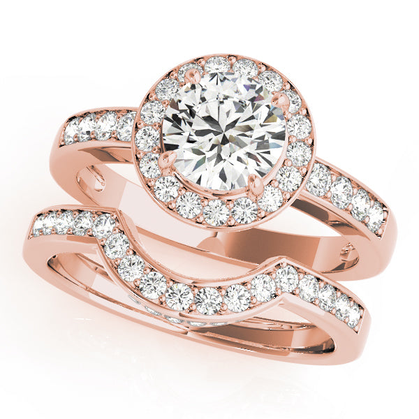 14K Rose Gold 1 CT Diamond Halo Engagement Ring