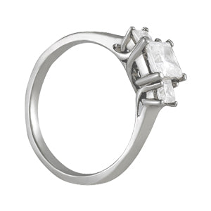 Square Diamond Three Stone Engagement Ring