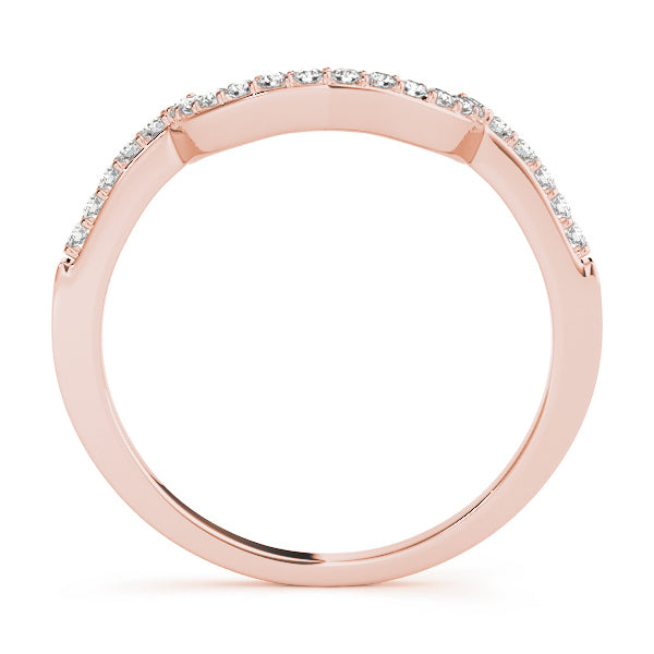 18K Rose Gold 1/6 CT Diamond Wedding Band