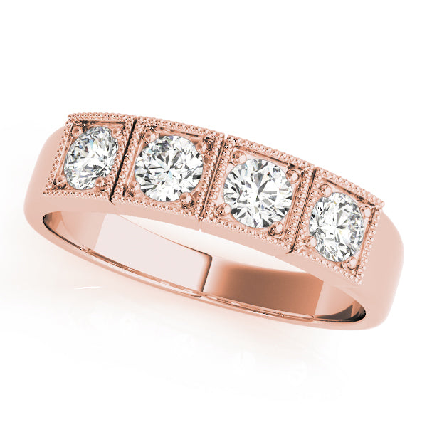 18K Rose Gold 0.36 CT Round Diamond Three-Stone Ring