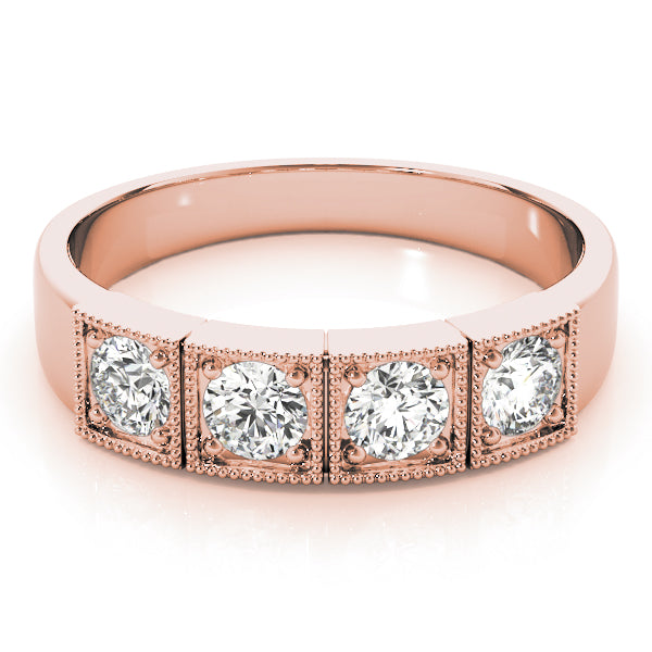 18K Rose Gold 0.36 CT Round Diamond Three-Stone Ring