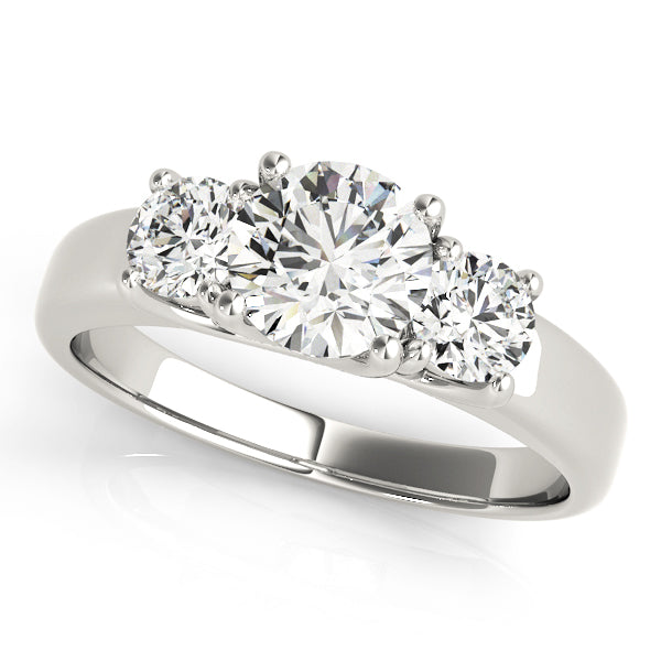 18K White Gold 1 ct Diamond Three-Stone Engagement Ring