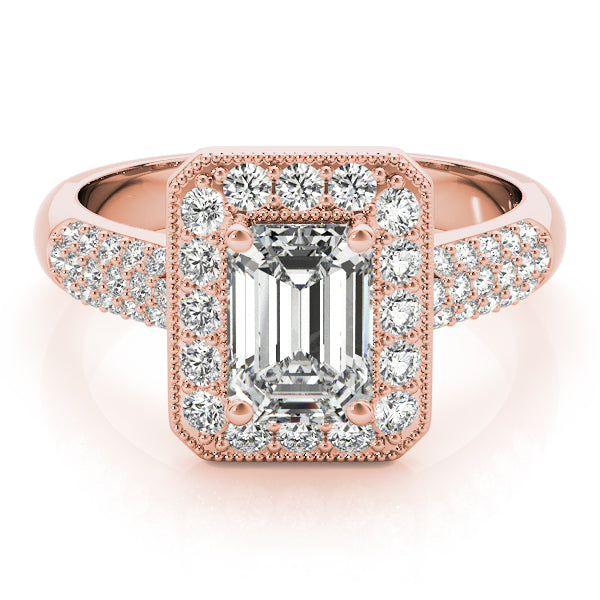 Rose Gold Emerald & Diamond Fashion Ring