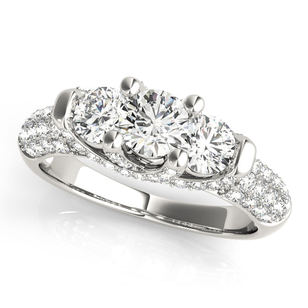 Platinum 1 CT Round Diamond Three-Stone Engagement Ring
