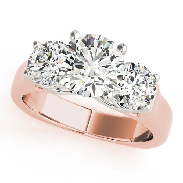 18K Rose Gold 1 ct Diamond Three-Stone Engagement Ring