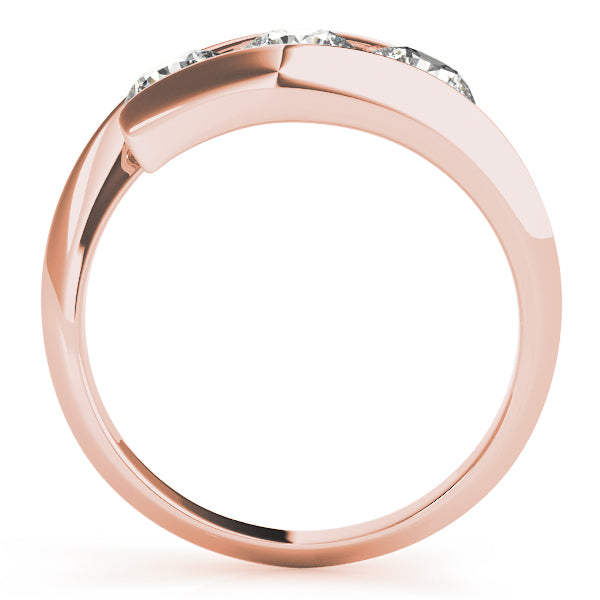 18K Rose Gold 1 ct Round Diamond Three-Stone Ring