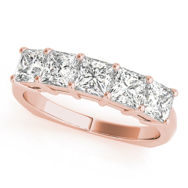 18K Rose Gold Square Diamond Wedding Ring