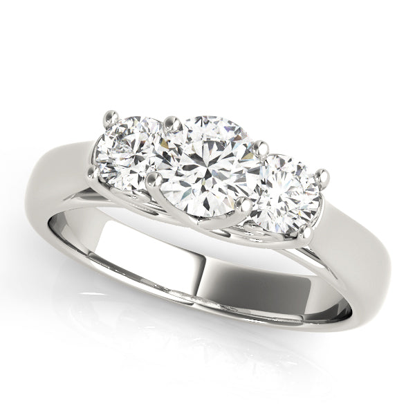 Platinum 1 ct Round Diamond Three-Stone Engagement Ring