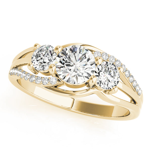 14K Yellow Gold Round Diamond Engagement Ring