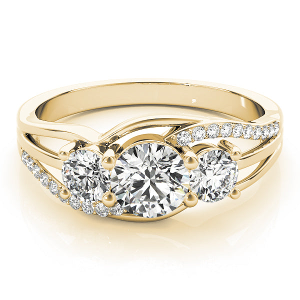14K Yellow Gold Round Diamond Engagement Ring