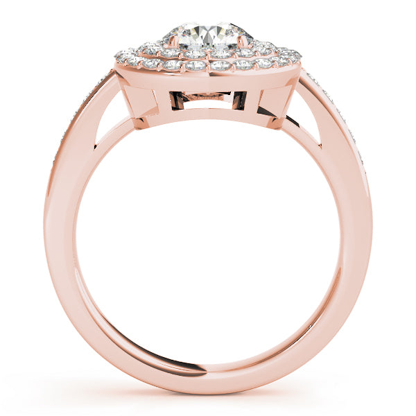 14K Rose Gold Round Diamond Halo Engagement Ring