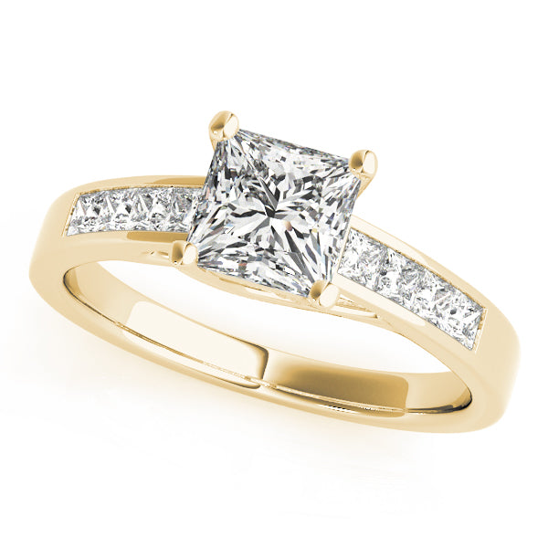 14K Yellow Gold 1 CT Square Diamond Engagement Ring