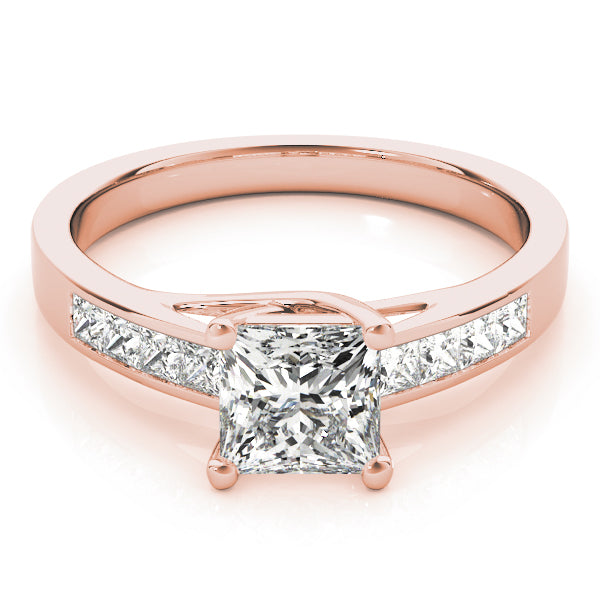 14K Rose Gold Square Diamond Engagement Ring