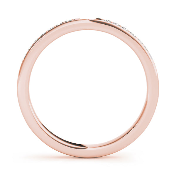 18K Rose Gold 1/8 ct Diamond Wedding Band