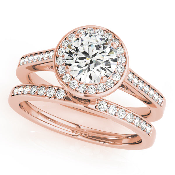 14K Rose Gold 1 CT Diamond Halo Engagement Ring