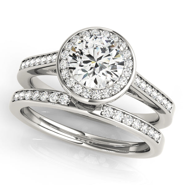 14K White Gold Round Diamond Engagement Ring Halo