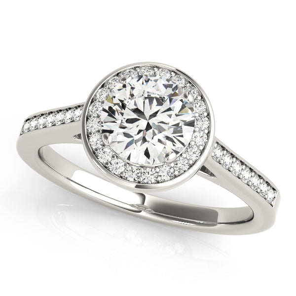 18K White Gold 0.75ctw Round Diamond Halo Ring