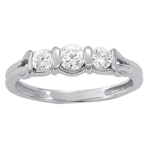 14K White Gold Round Diamond Love Knot Ring
