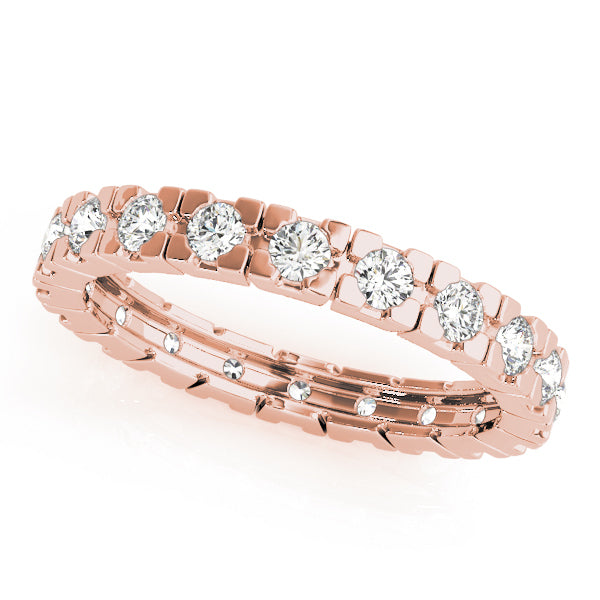 14K Rose Gold Multi-Diamond Wedding Band