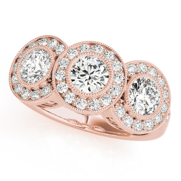 14K Rose Gold 1.05 ctw Round Diamond Three-Stone Ring
