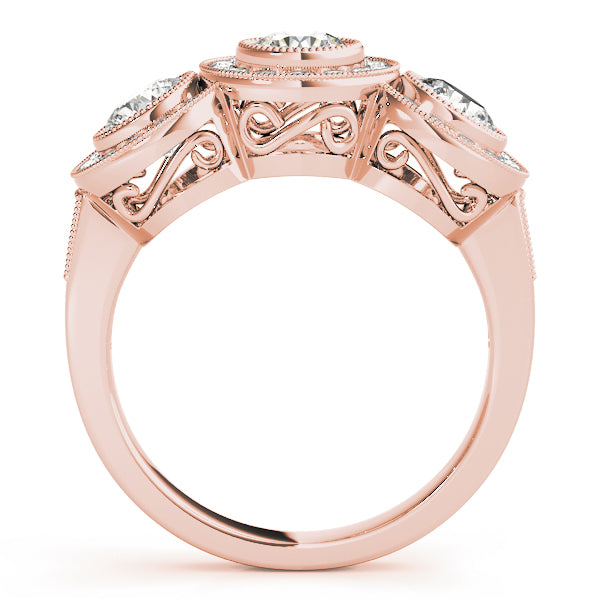 14K Rose Gold 1.05 ctw Round Diamond Three-Stone Ring