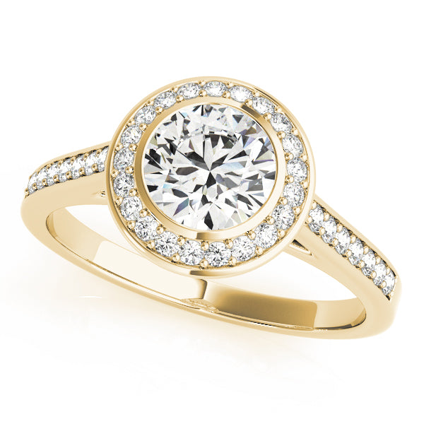 14K Yellow Gold 1 CT Diamond Halo Engagement Ring