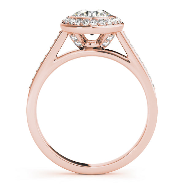 14K Rose Gold Diamond Halo Engagement Ring 1.25ctw