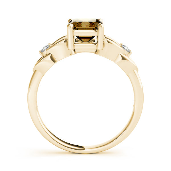 14K Yellow Gold Emerald Diamond Fashion Ring