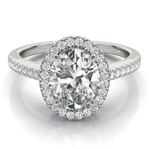 Platinum Oval Diamond Halo Engagement Ring