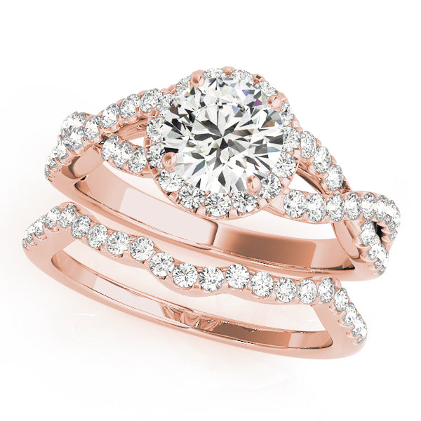 14K Rose Gold 1.5 ctw Diamond Halo Engagement Ring