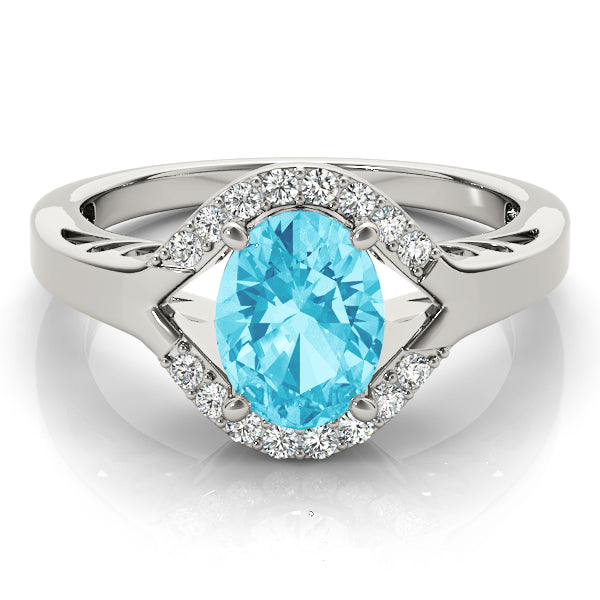 14K White Gold Diamond Oval Fashion Ring