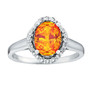 18K White Gold Multi-Diamond Oval Fashion Ring