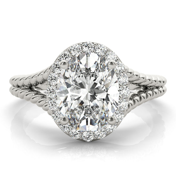 Oval Diamond Halo Engagement Ring | 0.95 CT