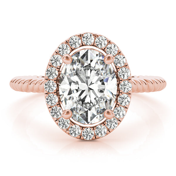 14K Rose Gold Oval Diamond Engagement Ring with Halo