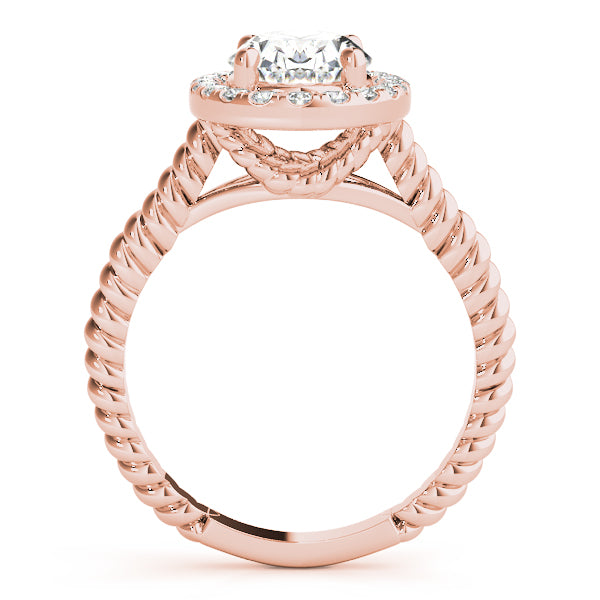 14K Rose Gold Oval Diamond Engagement Ring with Halo