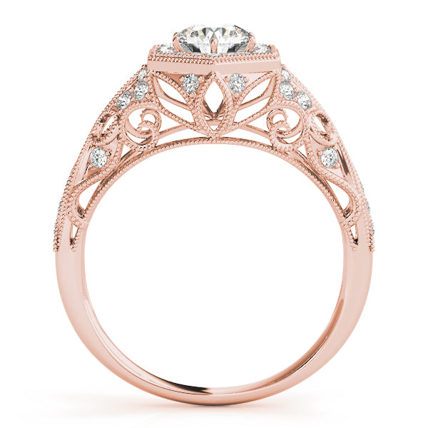 18K Rose Gold 1.33ctw Diamond Halo Engagement Ring