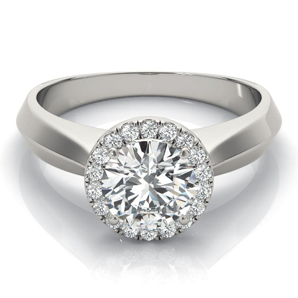 1 CT Round Diamond Halo Engagement Ring