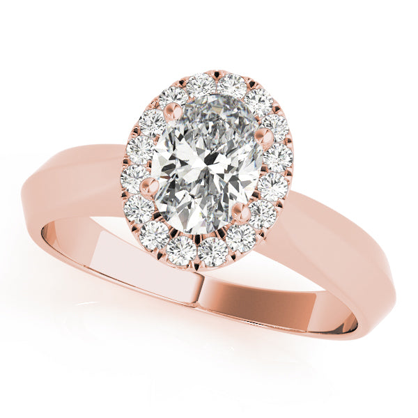 14K Rose Gold Oval Diamond Engagement Ring