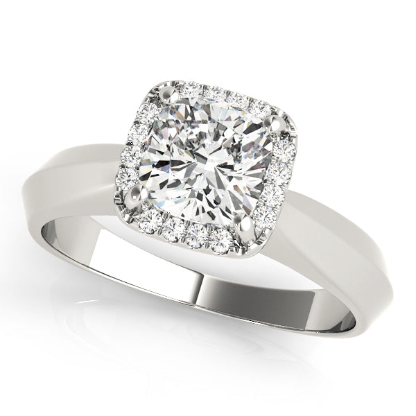 Platinum 1 CT Cushion Diamond Engagement Halo Ring