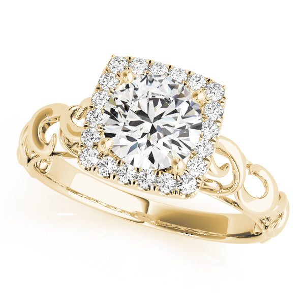 14K Yellow Gold 1 CT Diamond Halo Engagement Ring