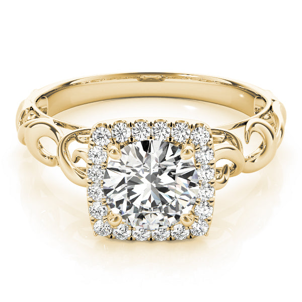 14K Yellow Gold 1 CT Diamond Halo Engagement Ring