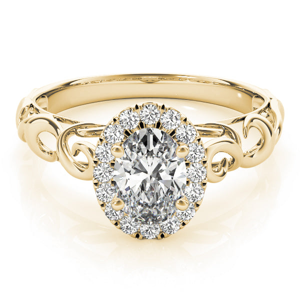 14K Yellow Gold Oval Diamond Engagement Ring with Halo