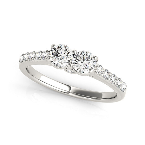 14K White Gold Round Diamond Two-Stone Ring