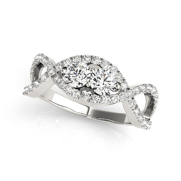 18K White Gold Round Diamond Fashion Ring