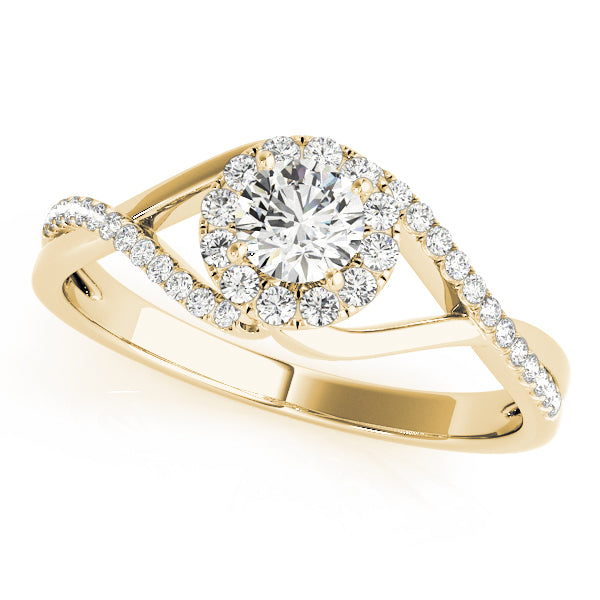18K Yellow Gold 1.25 ct Diamond Halo Engagement Ring