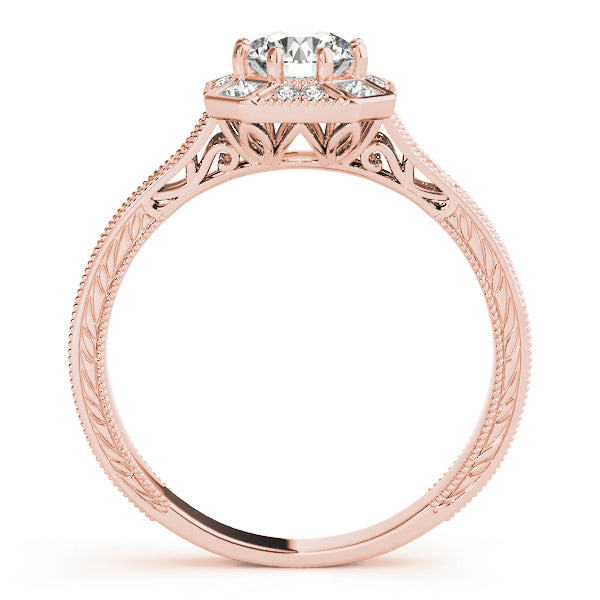 14K Rose Gold 1.25 ctw Diamond Halo Engagement Ring